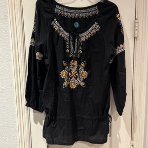 Double D Ranch Embroidered Blouse/Dress Size L Western Wear, Boho, Floral